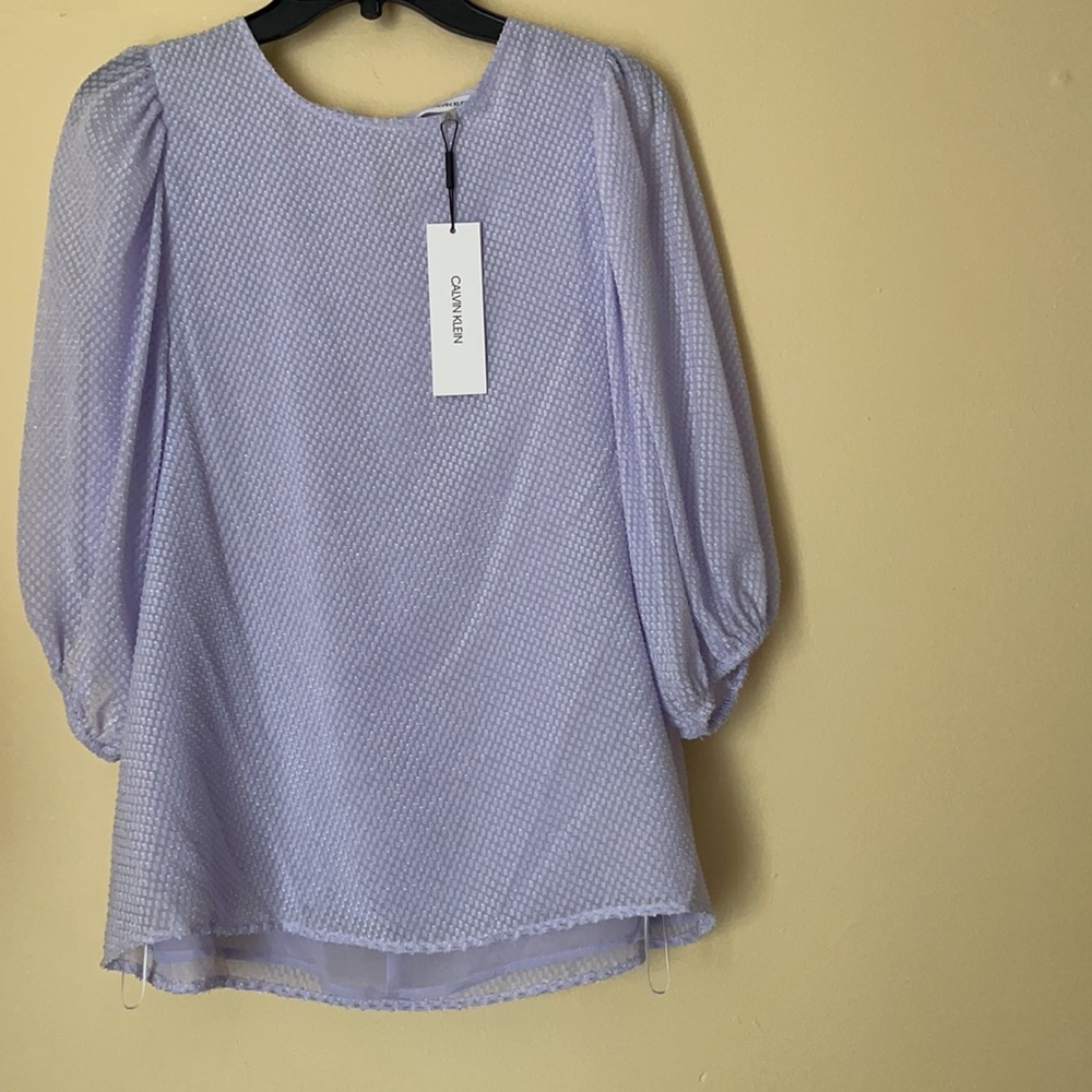 Calvin Klein Beautiful Lavender Bell Sleeve Blouse